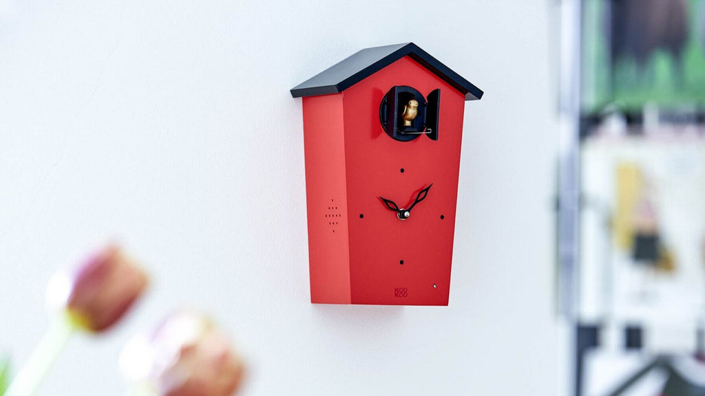 KOOKOO BirdHouse, modern design wall clock with cuckoo or 12 natural bird voices (field recordings)