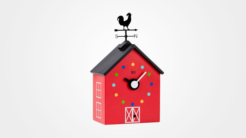 KOOKOO RedBarn, farm house clock including 12 farm animals and a rooster