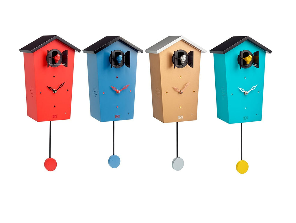 KOOKOO BirdHouse modern cuckoo clock, modern design wall clock with cuckoo or 12 natural bird voices (field recordings)