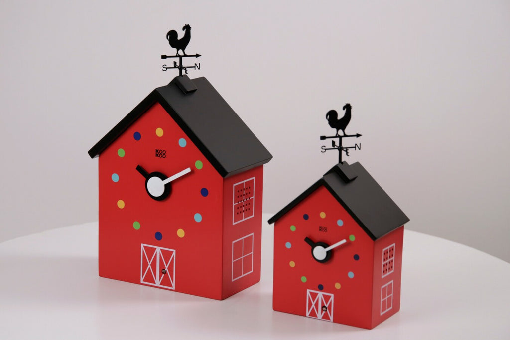 KOOKOO RedBarn, farm house clock including 12 farm animals and a rooster