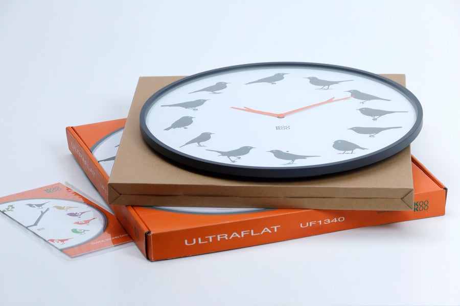 KOOKOO UltraFlat cuckoo wall clock, modern designed bird clock