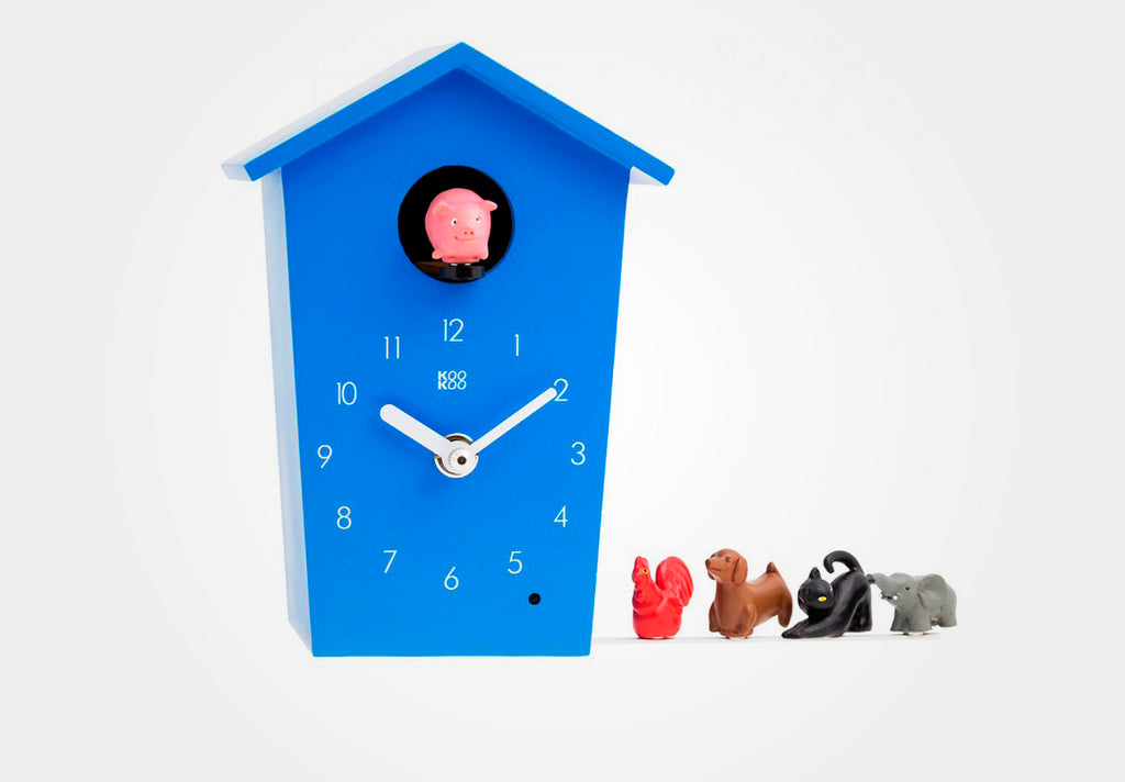 KOOKOO AnimalHouse modern cuckoo clock, with 5 farm animals, field recordings from nature