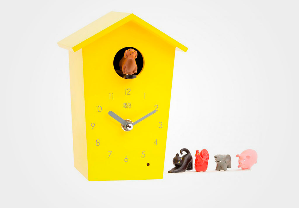 KOOKOO AnimalHouse modern cuckoo clock, with 5 farm animals, field recordings from nature