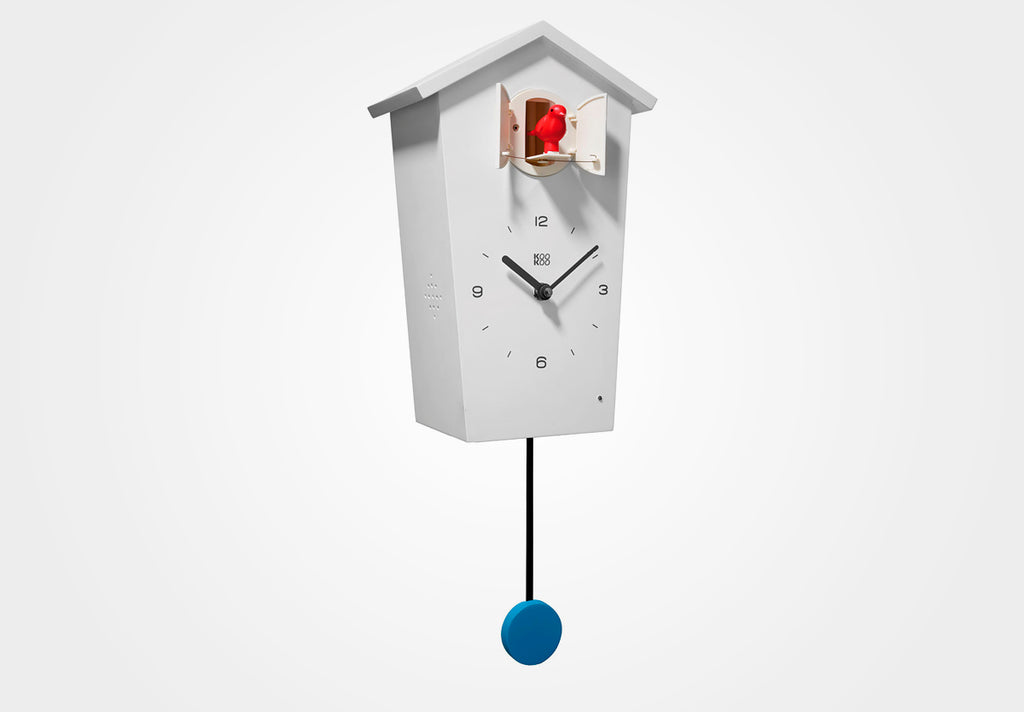 KOOKOO BirdHouse modern cuckoo clock, modern design wall clock with cuckoo or 12 natural bird voices (field recordings)